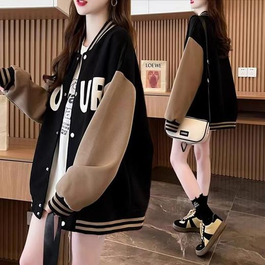 大码胖mm女装春秋薄款卫衣女美式复古设计感学院风棒球服上衣外套新款爆款 商品图2