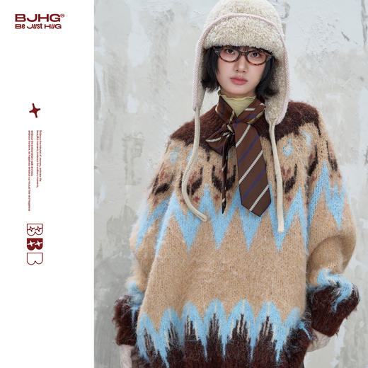 BJHG不计后果费尔岛毛衣男女款秋季慵懒高级感羊毛针织衫情侣毛衣 商品图0