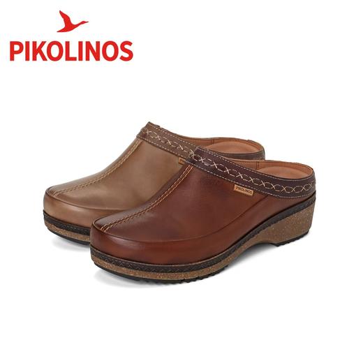 【Pikolinos】  B3F |  派高雁秋季擦色牛皮圆头一脚蹬中坡跟穆勒鞋PL250107 商品图3