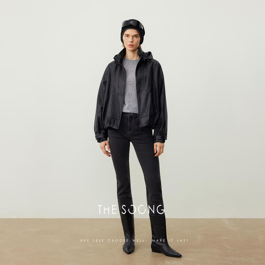 THESOONG/土耳其进口真皮羊皮衣外套开衫女秋冬连帽上衣HWPY7784 商品图3