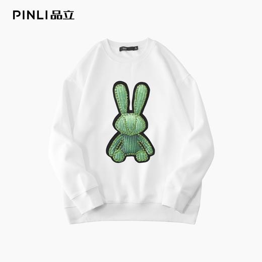 PINLI品立2025秋季新款发泡烫画男士卫衣手工钉钻珠套头潮牌上衣BG253109005 商品图6