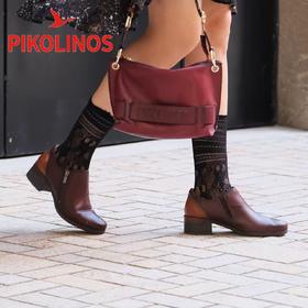 【Pikolinos】 B3F  派高雁秋季牛皮圆头纯色中粗跟侧拉链 通勤单鞋PL252714