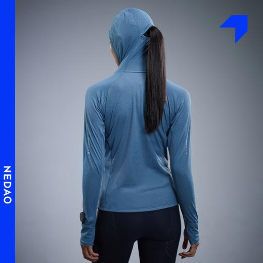 内道新品聚能卷带帽长袖女士抗湿冷干爽马拉松户外越野跑步长袖 商品图4