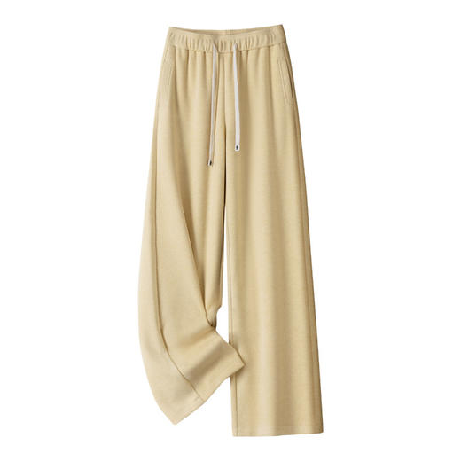 HSS 3061软糯毛呢阔腿裤系带松紧腰垂感休闲裤 商品图4