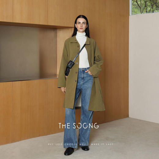 THESOONG/简约直筒中长款外套女开衫百搭休闲宽松秋季款HWFY7654 商品图1