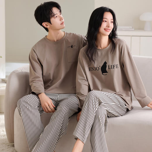 2025年新款情侣睡衣春秋款女纯棉长袖夏季薄款男士睡衣女士家居服套装学生睡衣女 商品图3