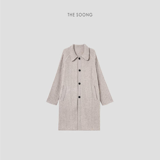 THESOONG/100%巴素兰羊毛针织长袖开衫女中长款外HWMY7526 商品图3