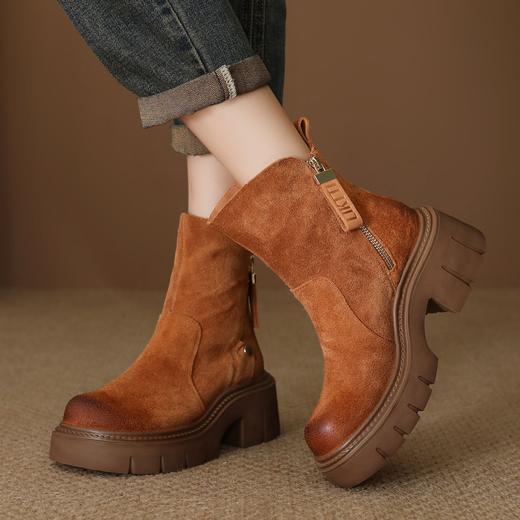 FR 85019复古马丁靴防滑耐磨真皮厚底休闲短靴 商品图2