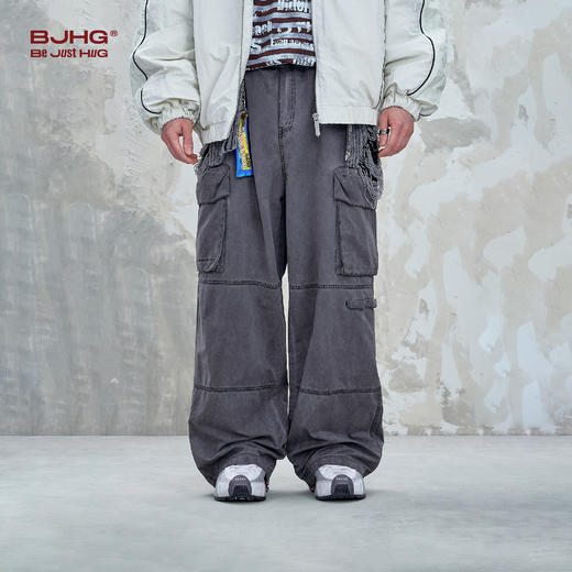 BJHG不计后果水洗工装裤子男款秋季潮牌宽松百搭直筒复古休闲裤女 商品图1