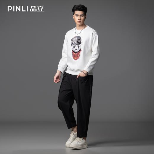 PINLI品立2025秋季新款印花熊猫套头卫衣男士潮牌落肩袖圆领上衣BG253109008 商品图1
