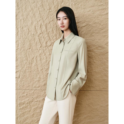 INSUN恩裳老钱风休闲羊毛衬衫 商品图2