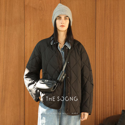 THESOONG/早秋外套夹克女休闲复古经典无领上衣2025新款HLWT7538 商品图1