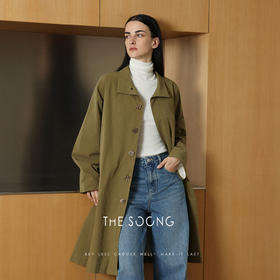 THESOONG/简约直筒中长款外套女开衫百搭休闲宽松秋季款HWFY7654