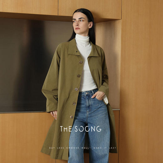 THESOONG/简约直筒中长款外套女开衫百搭休闲宽松秋季款HWFY7654 商品图0