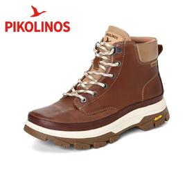 【Pikolinos】  B3F |  派高雁冬季多种材质拼接圆头平跟系带马丁靴PA257301