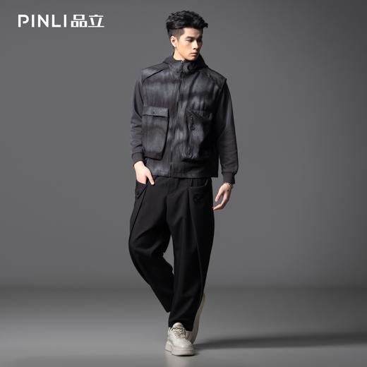 PINLI品立2025秋季新款户外潮牌连帽工装马甲男宽松休闲背心外套GD253107108 商品图1