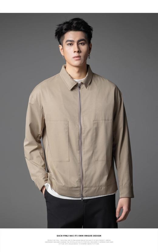 PINLI品立春季新品男士通勤休闲夹克外套干部风宽松茄克上衣GD253104072 商品图4