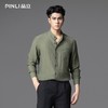 PINLI品立春季新款亚麻休闲长袖衬衫男潮牌立领百搭商务衬衣GD253113042 商品缩略图3