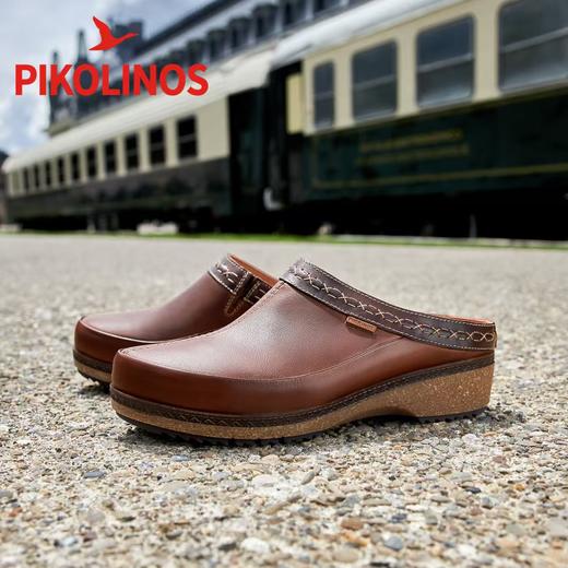 【Pikolinos】  B3F |  派高雁秋季擦色牛皮圆头一脚蹬中坡跟穆勒鞋PL250107 商品图4