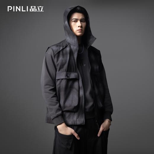 PINLI品立2025秋季新款户外潮牌连帽工装马甲男宽松休闲背心外套GD253107108 商品图0