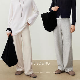THESOONG/秋季纯棉休闲卫裤女直筒松紧腰长裤灰色小个子卫裤HWKZ7729