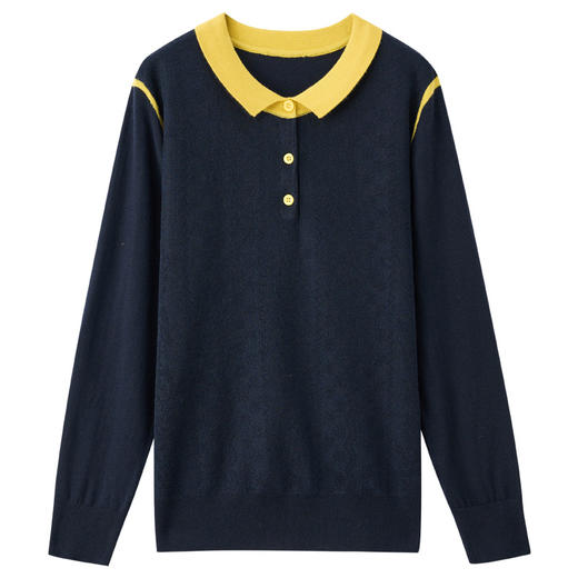 Polo领撞色针织衫，高级感洋气内搭慵懒风翻领毛衣打底上衣CC- QL-8365 商品图4