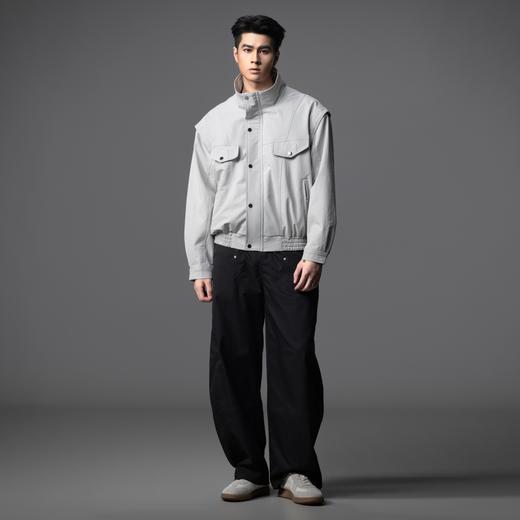 PINLI品立2025秋季新款简约宽松立领夹克外套潮牌复古休闲男茄克GD253104105 商品图4