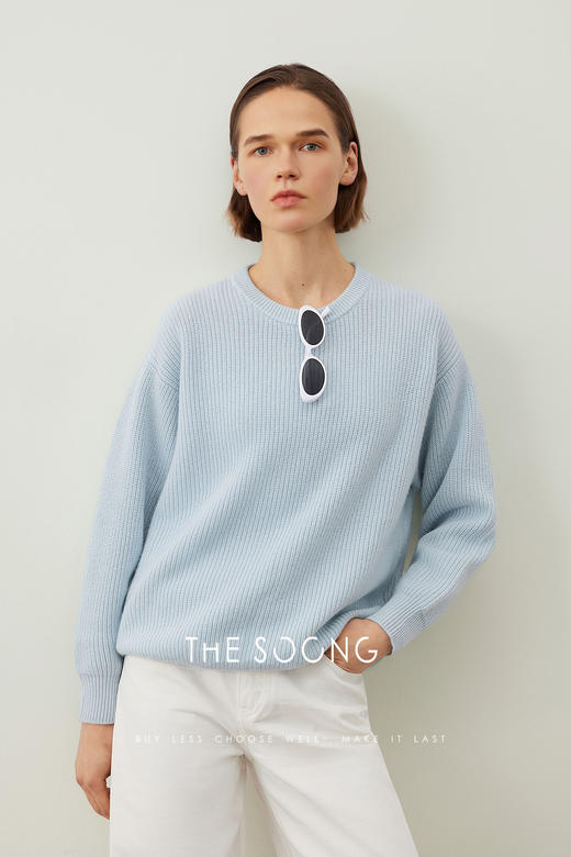 THESOONG/秋冬绵羊毛山羊绒衫毛衣女圆领针织打底衫内搭HLMY6902 商品图5