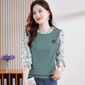 2025秋款宽松百搭木耳边假两件上衣TR-CJ8155