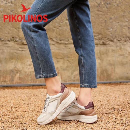【Pikolinos】  B3F  |  派高雁秋季牛皮深口圆头系带平跟拼色休闲鞋PL254701 商品图1