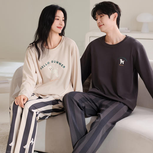 2025年新款情侣睡衣春秋款女纯棉长袖夏季薄款男士睡衣女士家居服套装学生睡衣女 商品图0