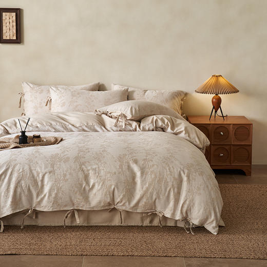 【亚麻大提花贡缎磨毛四件套】亚麻大提花贡缎磨毛四件套民宿棉麻被套床单4件套 商品图0