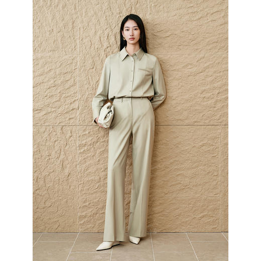 INSUN恩裳老钱风羊毛直筒休闲裤 商品图0