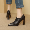 【预售5天】深口单鞋女尖头高跟鞋新款时尚英伦风防撞金属头黑色小皮鞋YSXY&YS7128 商品缩略图2