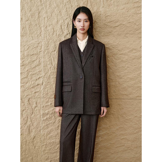 INSUN恩裳复古老钱风羊毛西装外套 商品图3