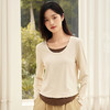丁摩 女士长袖T恤打底衫春秋新款圆领薄款假两件高弹力内搭上衣5ZF-508 商品缩略图1