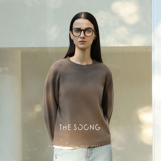 THESOONG/350g100%绵羊毛早秋打底羊绒衫女慵懒休闲圆领HBMY7661 商品图1