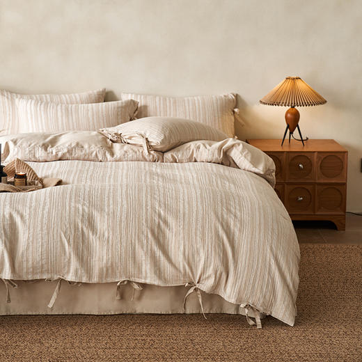 【亚麻大提花贡缎磨毛四件套】亚麻大提花贡缎磨毛四件套民宿棉麻被套床单4件套 商品图1