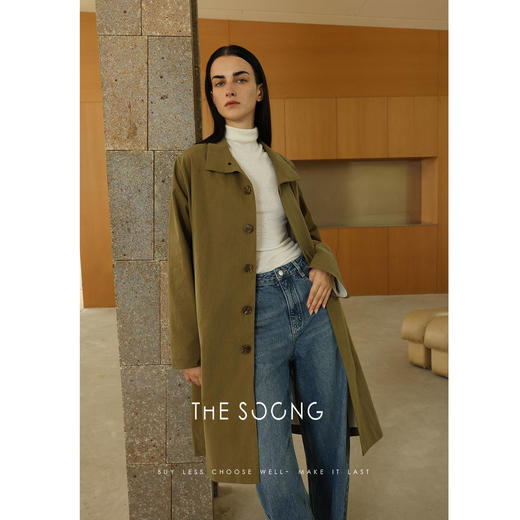 THESOONG/简约直筒中长款外套女开衫百搭休闲宽松秋季款HWFY7654 商品图2