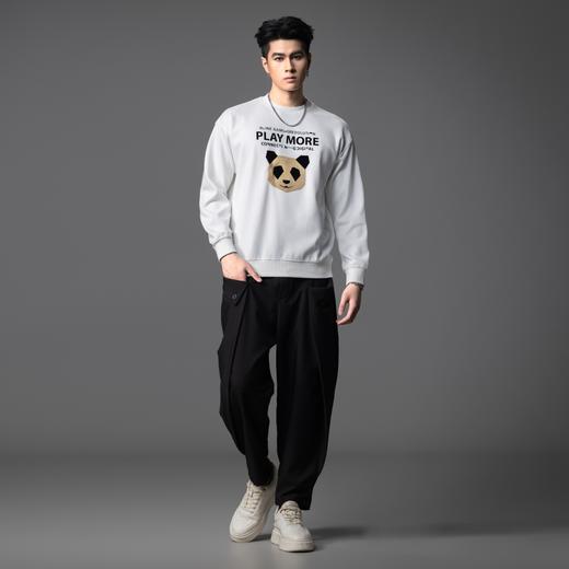 PINLI品立2025秋季新款熊猫植绒套头卫衣男士圆领长袖休闲潮上衣BG253109004 商品图4