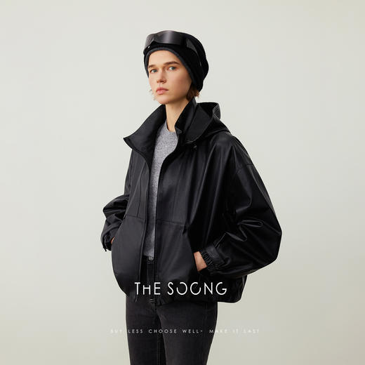 THESOONG/土耳其进口真皮羊皮衣外套开衫女秋冬连帽上衣HWPY7784 商品图1