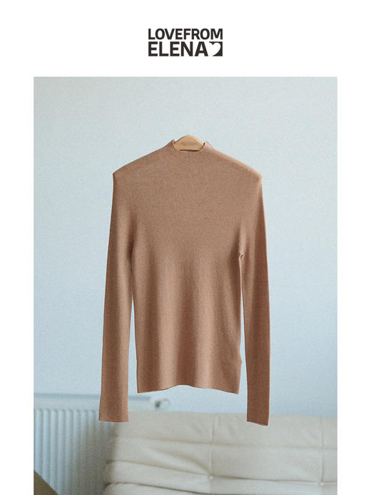 “可机洗丝羊绒” 一体织 半高领 针织打底衫 商品图5