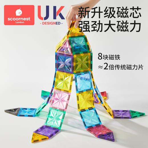 科巢儿童磁力片益智玩具彩窗摩天轮小车磁吸积木拼装收纳箱补充装 商品图1