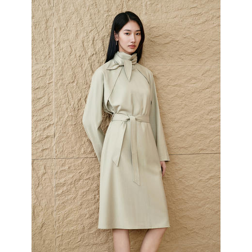 INSUN恩裳连肩袖设计感精纺羊毛连衣裙 商品图1