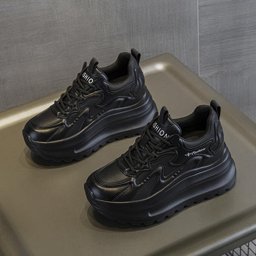 内增高小白鞋爆款牛皮，厚底板鞋轻便老爹百搭休闲鞋AM-5356 商品图3