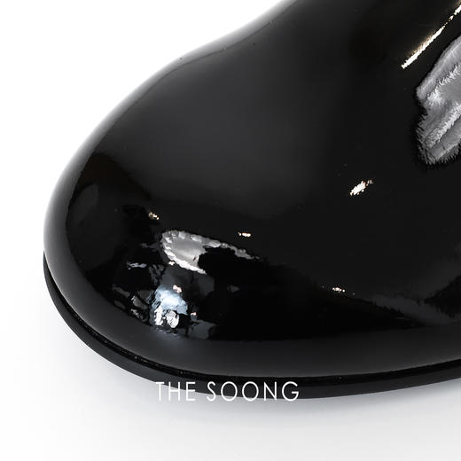 THESOONG/100%羊皮漆面平底鞋女真皮圆头浅口乐福款休闲HWXZ7264 商品图4
