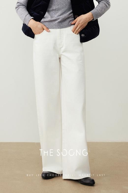 THESOONG/早秋100%棉厚实重工直筒牛仔裤女新款休闲无弹垂感HBNZ7568 商品图4