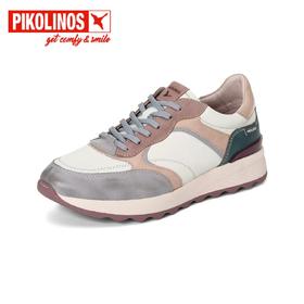 【Pikolinos 】  B3F | 派高雁秋季牛皮深口圆头系带平跟拼色休闲鞋PL255303