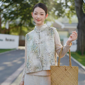 新中式亚麻马甲，高级感国风复古背心百搭无袖外套QM-6366
