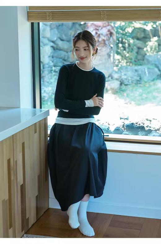 美洋同款假两件软糯打底衫叠穿王者巨显瘦 商品图7